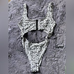 Dalmatian print one piece bikini